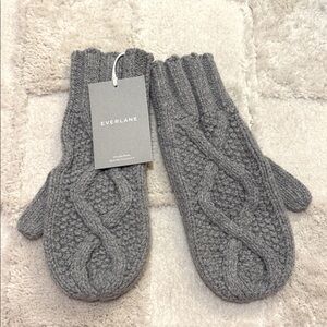 NWT Everlane Charcoal Cable Knit Mittens